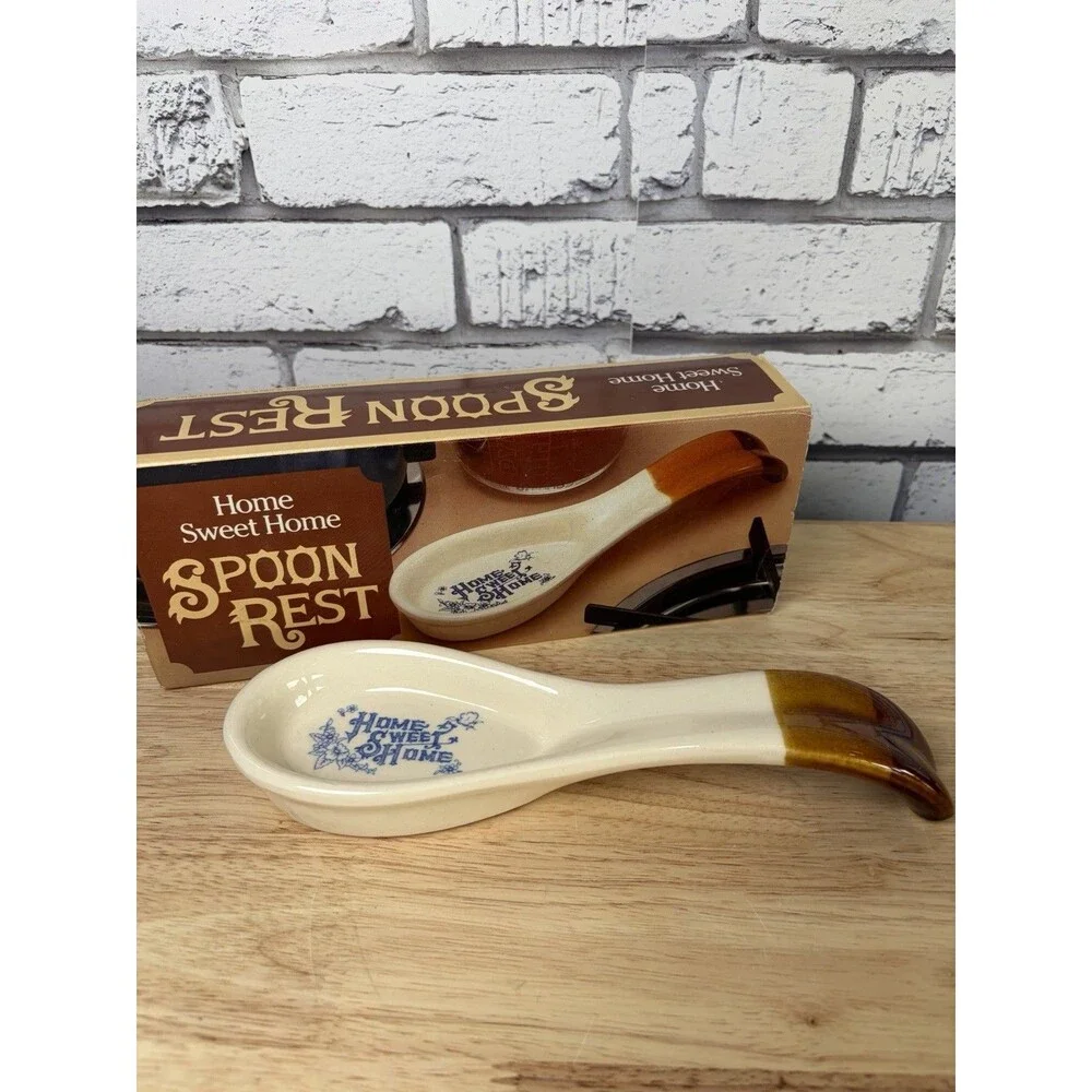 Ceramic Home Sweet Home Spoon Rest Cottagecore New In Box 9”